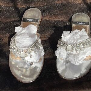 Baldan jewel thongs 39 8.5-9 silver shoes, chandelier style
